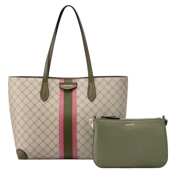 Nine West Tote Bag Set in Pink and Olive - Picture 1 of 6